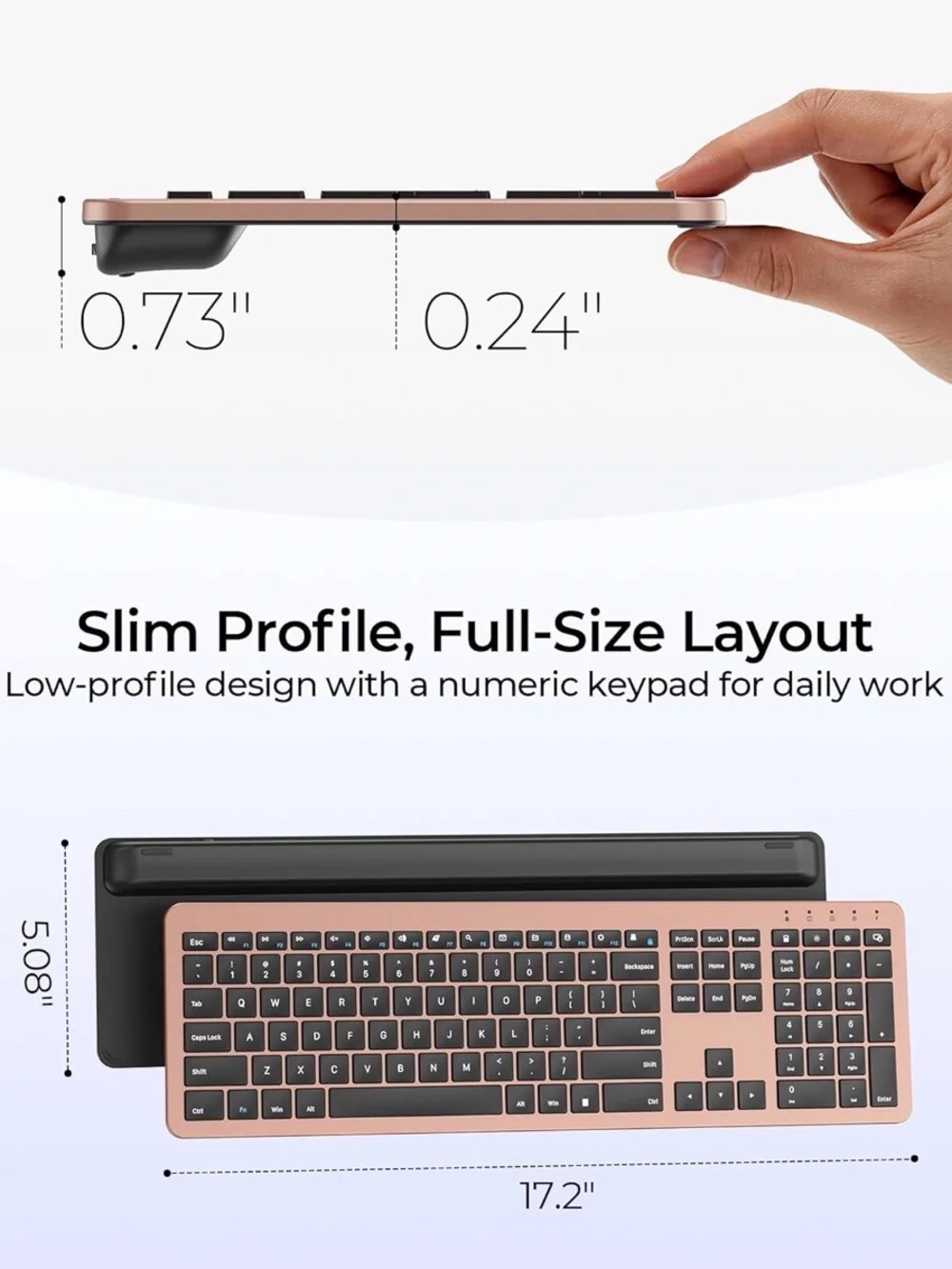 Rose Gold Rechargeable Wireless Keyboard & Mouse Set